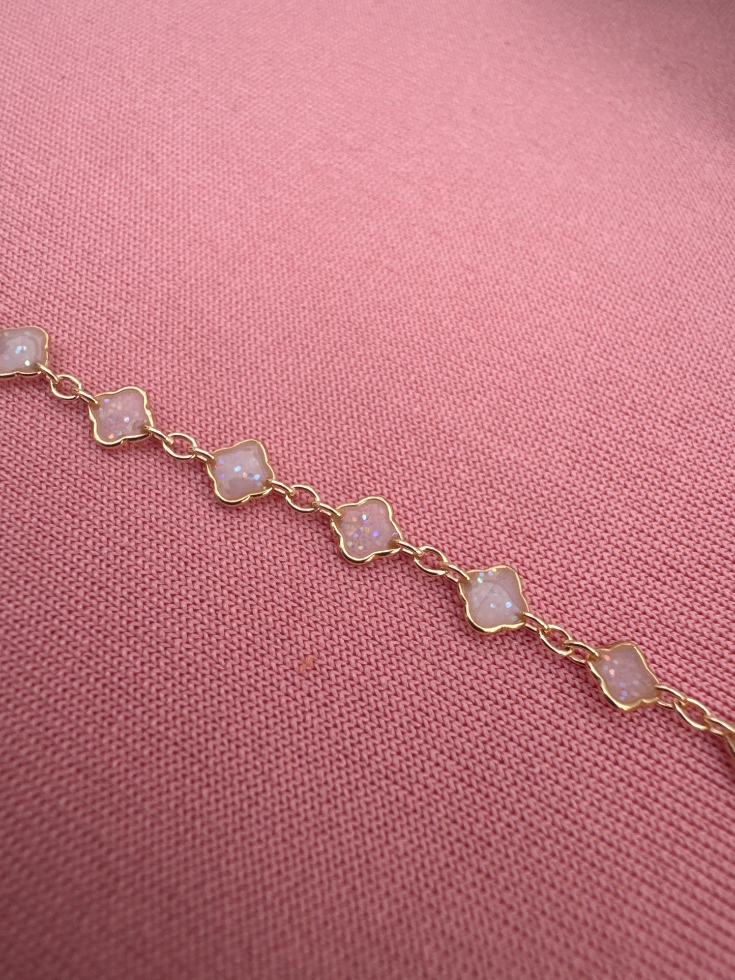 Chain, Angel, Gold Filled Moonstone Enamel Clover Mini 5MM Exquisite