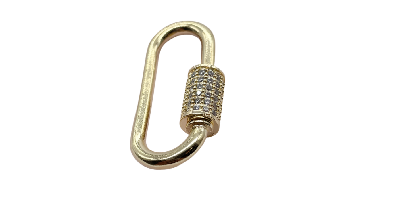 18k Gold Filled Carabiner Clasp Pave Stones large