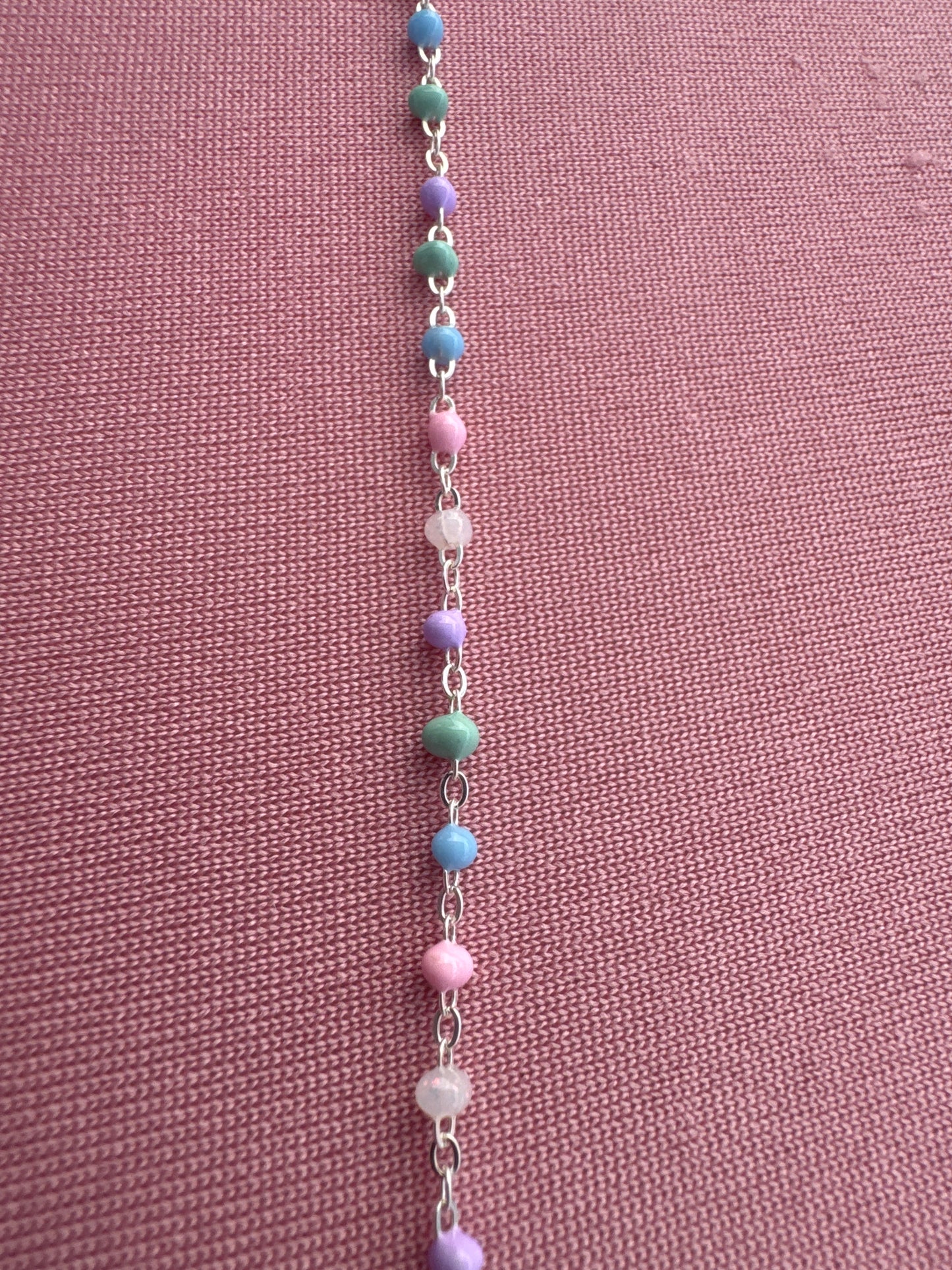 Chain, Ava, Sterling Silver, Classic pastel enamel bead