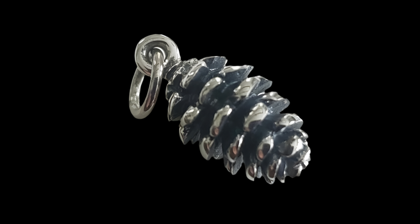 Small Sterling Silver pinecone Charm,