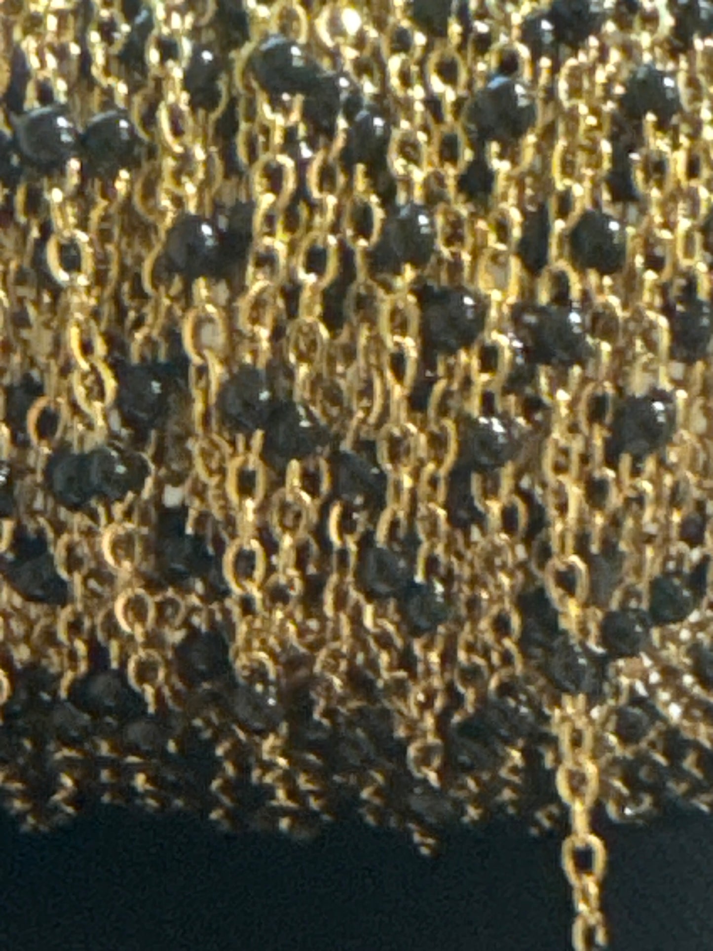 Chain, Gold Black, Beaded Enamel, Stainless Steel
