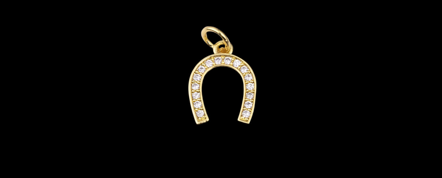 14K Gold Filled Horseshoe Charms for Bracelets or Necklaces Charm Charms Lucky Horse shoe Pendant CZ Pave