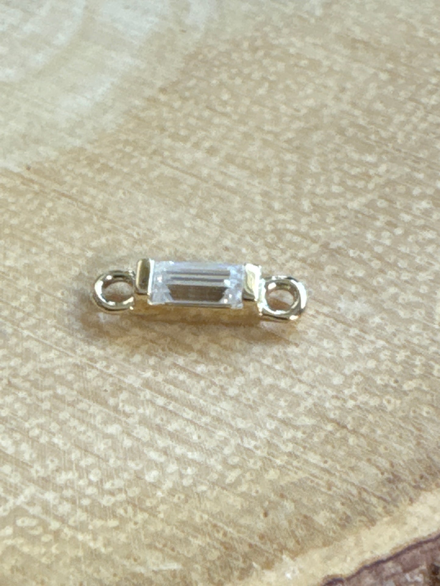 Solid Gold baguette 14K gold connector Moissanite:2*4mm