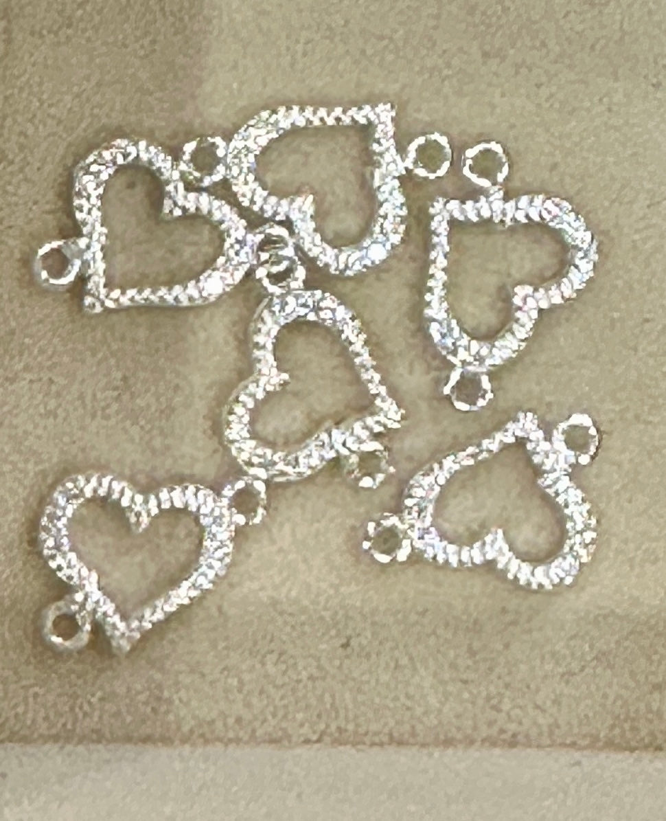 Heart Cz Connector Sterling
