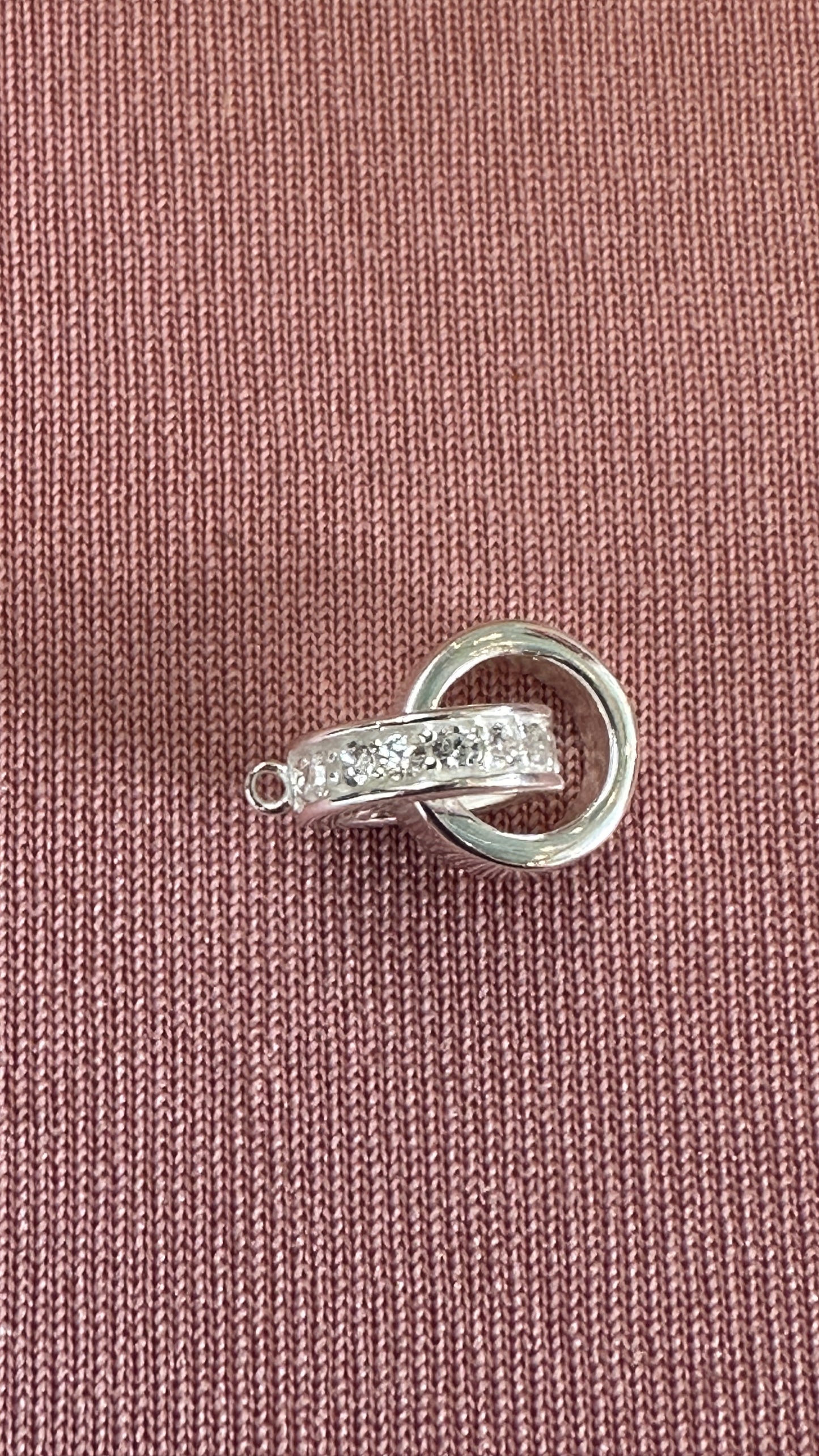 Interlocking Pave double circles connector - sterling silver