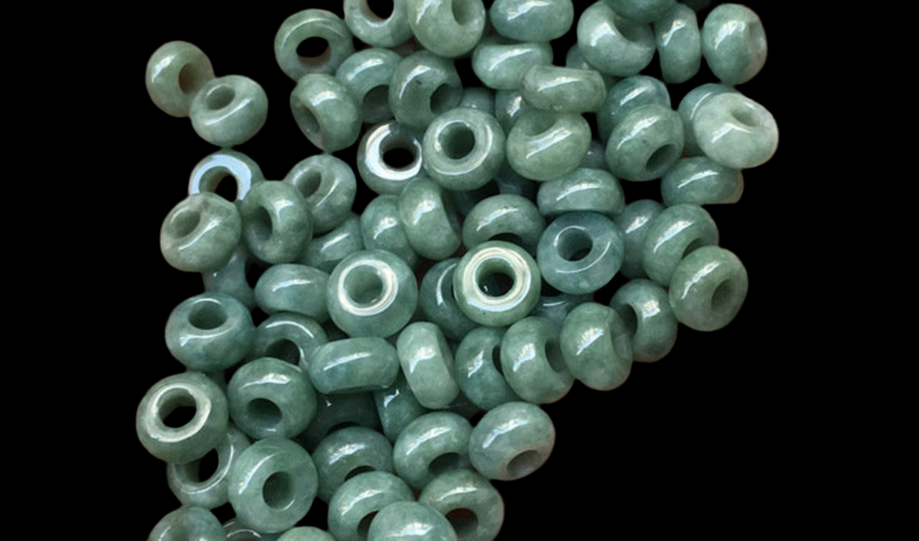 green jadeite bead donut shape jade bead