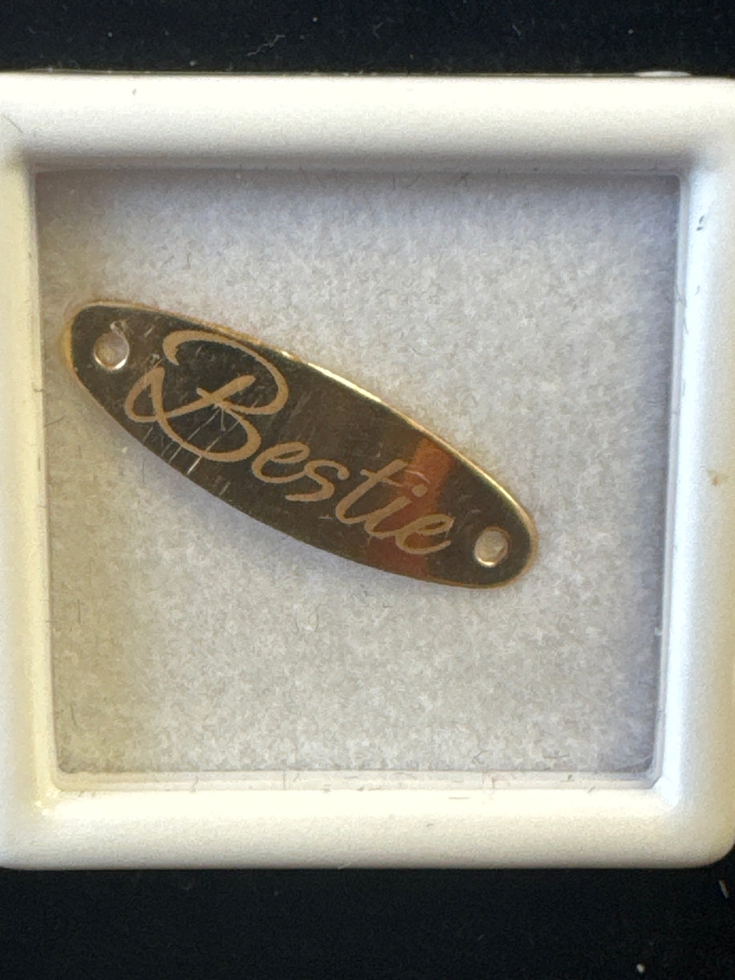 Connector, Custom Engraved 14K GFYellow 6x19mm Curved Oval Bracelet
