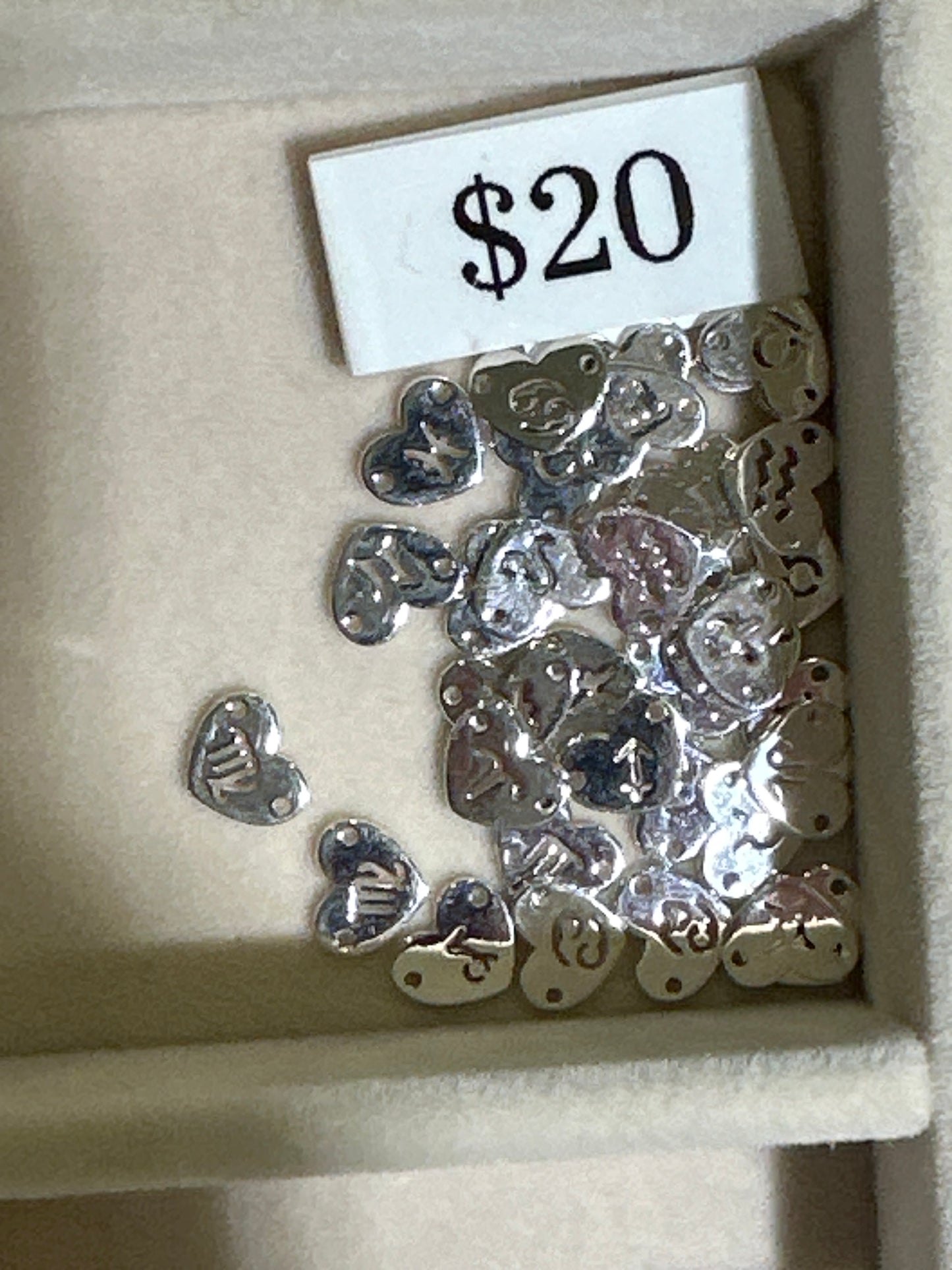 Zodiac heart connector- Silver