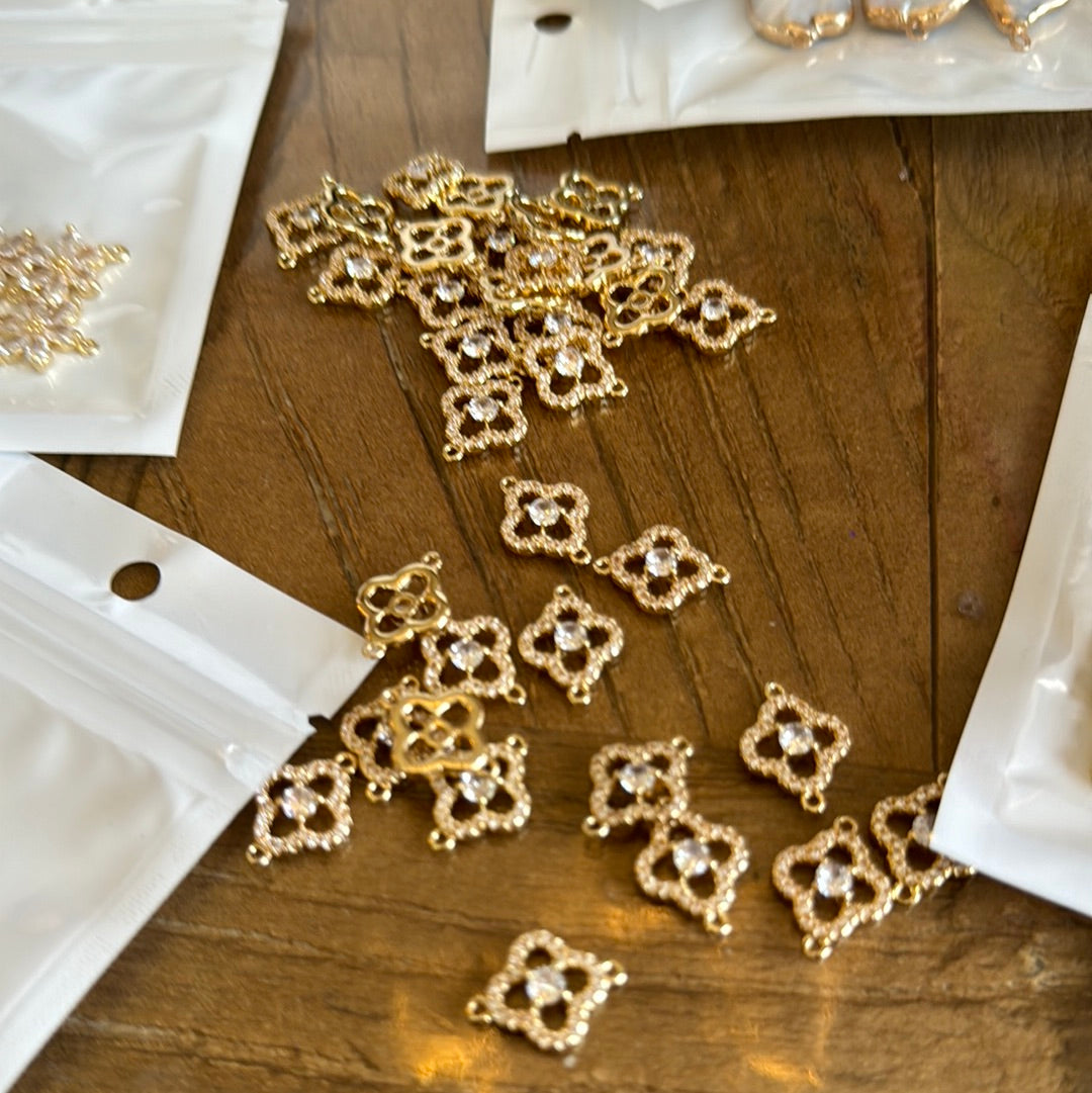 Sabrina Clover CZ gold filled connector