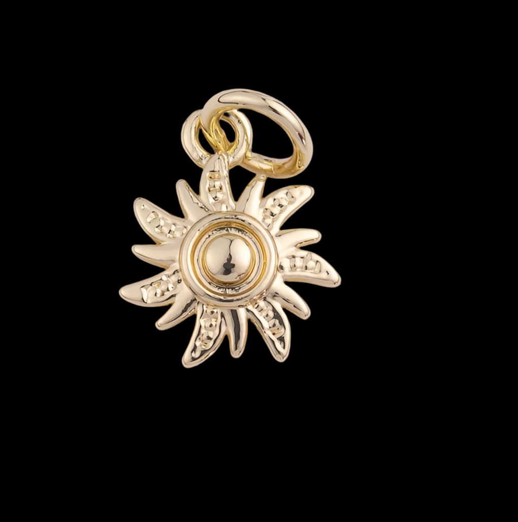 14K Gold Filled Spiral Celestial Sun Ray Dotted Minimalist