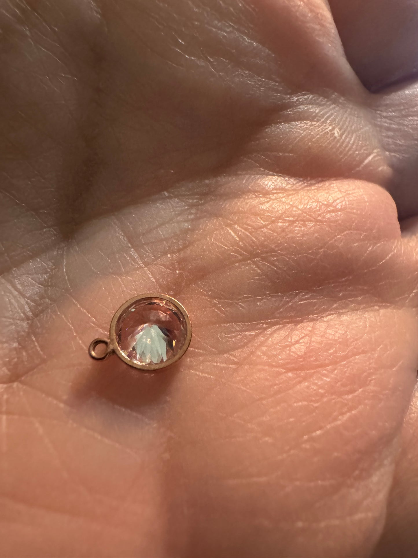 Rose Gold CZ Diamond Charm Large RG 6mm