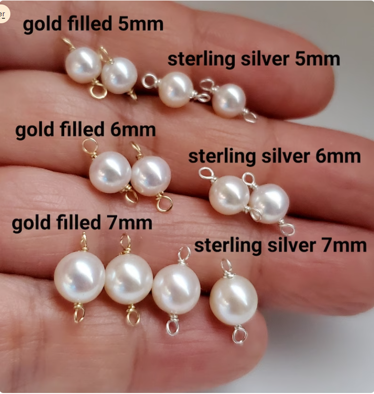 Pearl Round Connectors Gold Filled