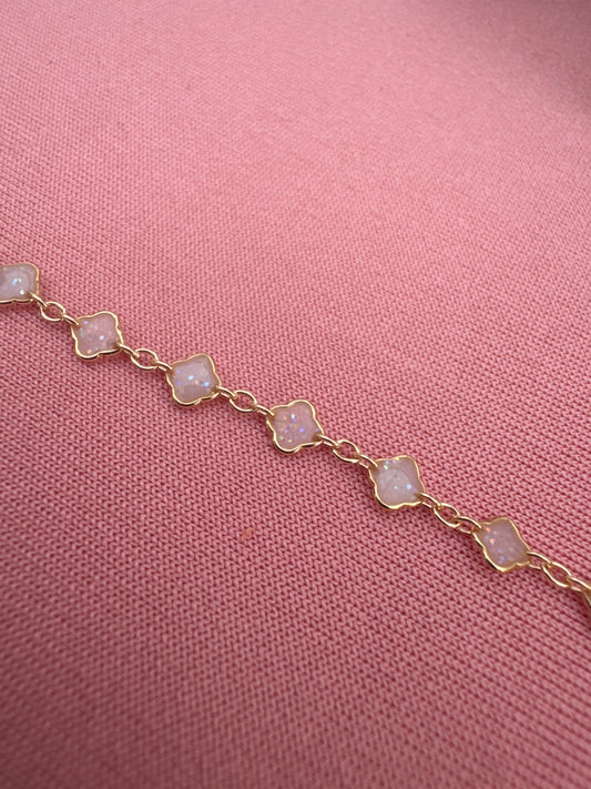 Chain, Angel, Gold Filled Moonstone Enamel Clover Mini 5MM Exquisite