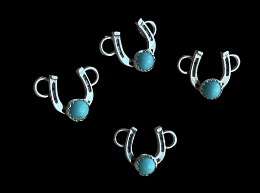 Sterling Silver Horseshoe connector with 4 mm Kingman Turquoise DD