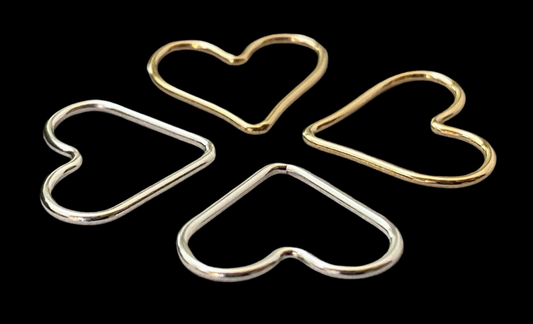 Large open heart connectors Gold Silver Rose Gold
