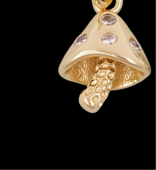 Gold mushroom Charms, 18K Gold Filled mushroom