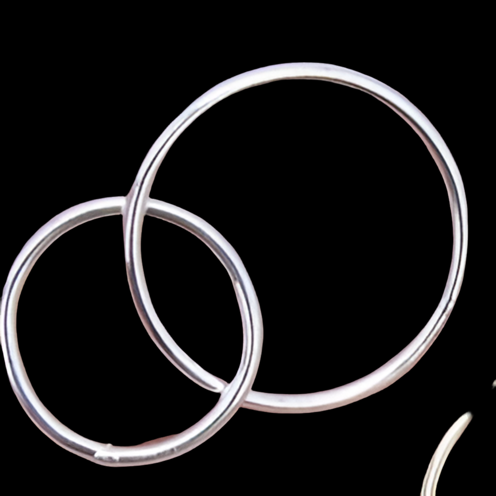 Two Circle Link Rings, 12 and 16 mm 925 Sterling Silver Interlocking Rings