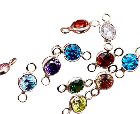 Birthstone Connectors Sterling Silver Mini 3mm