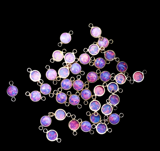 4mm gold filled or sterling silver lavender opal connector synthetic