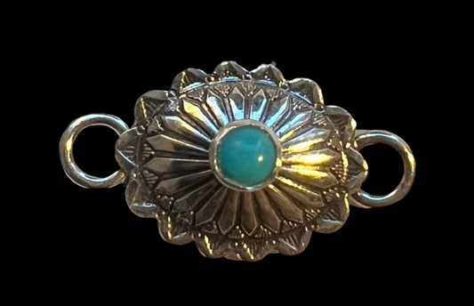 Oval Concho Connector W/ 3 mm Kingman Turquoise DD