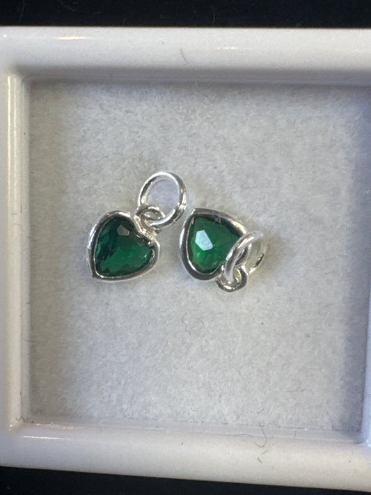 Charm, Birthstone, Dangle Heart, Multiple Colors SS