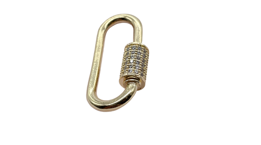 18k Gold Filled Carabiner Clasp Pave Stones large