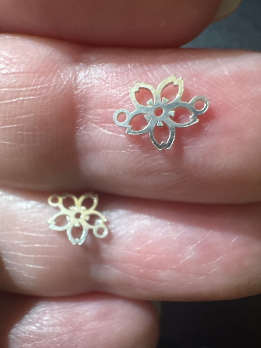 Cherry Blossom Flower Connector Silver