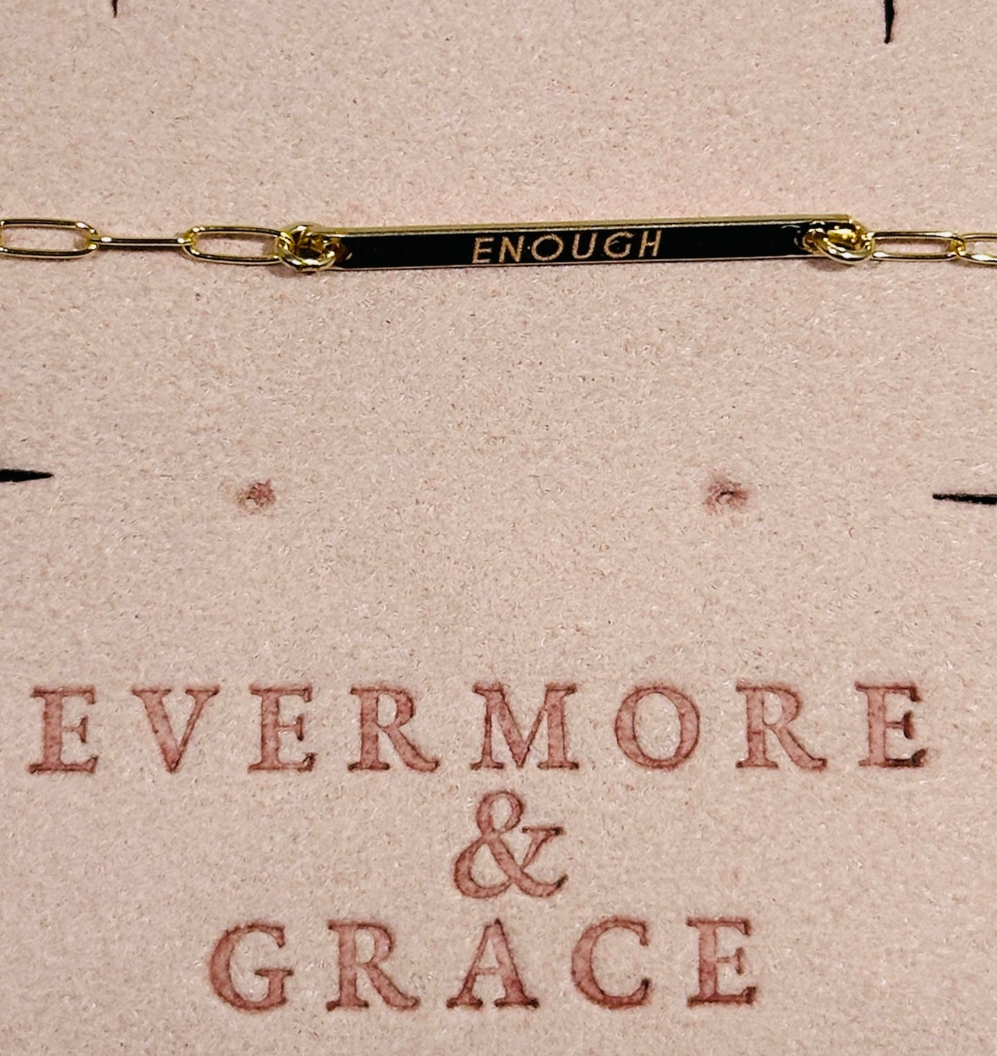 “ENOUGH” Gold Limited Edition Plain Solid Bar with AAA CZ dangle.