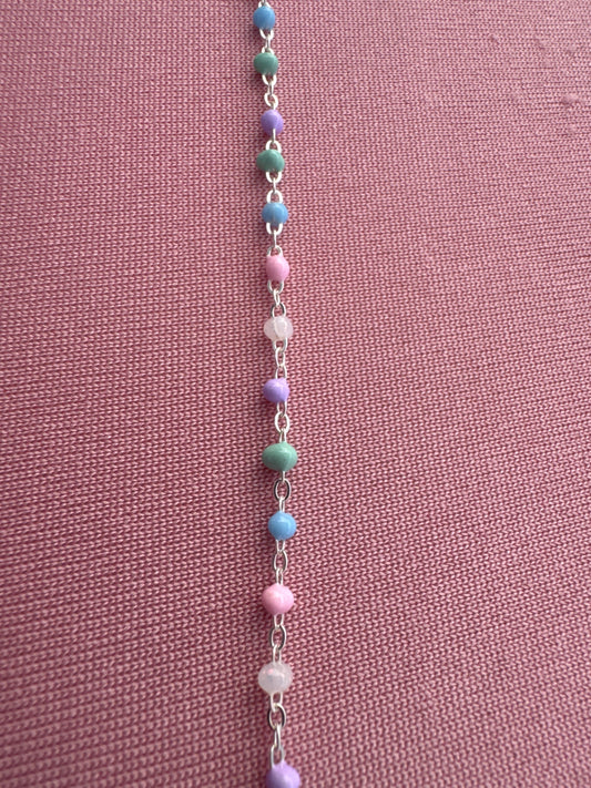 Chain, Ava, Sterling Silver, Classic pastel enamel bead