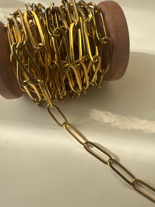 Chain, Jansen, Stainless Steel Large Gold Paper Clip