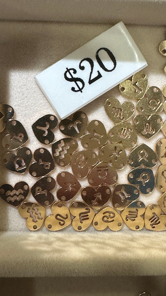 Zodiac Heart Gold Filled