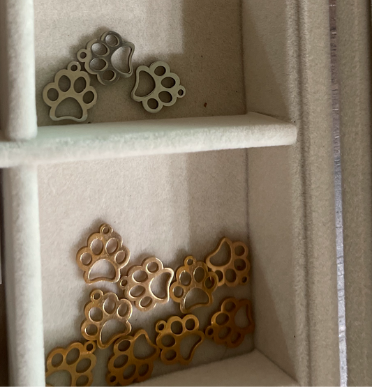 Stainless steel paw charms Gold, rose gold, silver