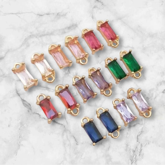 Gold Rectangle Baguette Birthstone connector large