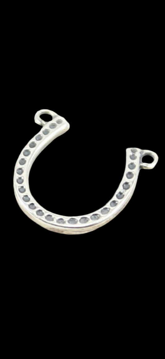 Detailed Horseshoe Connector Horse Lover Charm Good Luck charm silver