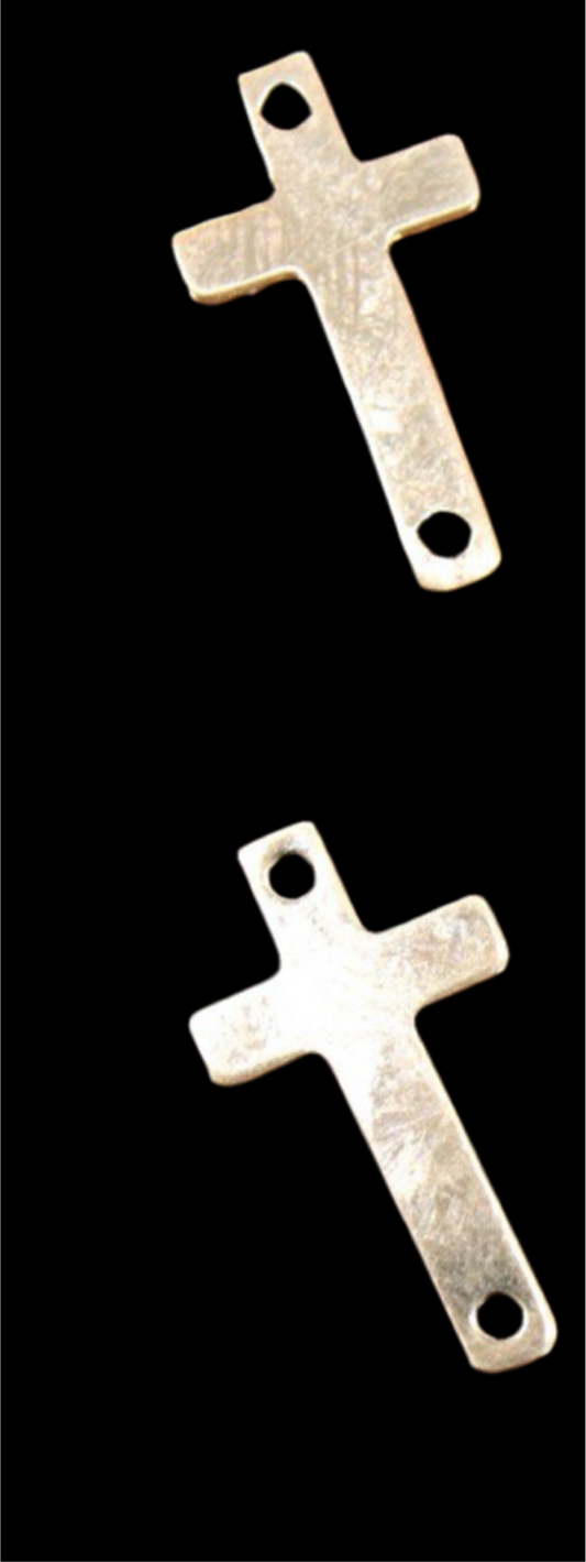 14 K Gold Filled Cross Connector, Cross Links #2478/#2651, 9 × 16 mm Rosary Center Charms