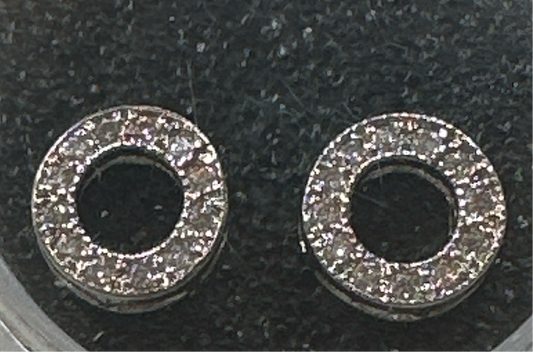 CZ circle Connector Sterling Silver