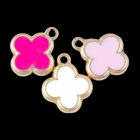 14k Gold Filled Enamel Dainty Clover Charm