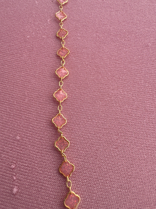 Chain, Cora, Gold Filled Pink Enamel Clover Mini 5MM Exquisite (Copy)