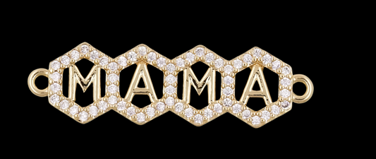 Mama Gold Connector Pave CZ