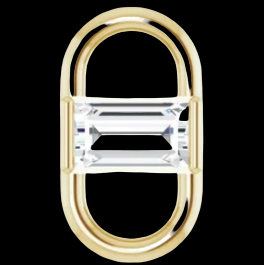 Oval Baguette Connector Link, Solid Rose Gold