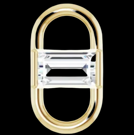 Oval Baguette Connector Link, Solid Rose Gold