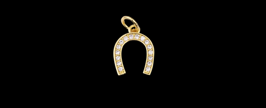 14K Gold Filled Horseshoe Charms for Bracelets or Necklaces Charm Charms Lucky Horse shoe Pendant CZ Pave