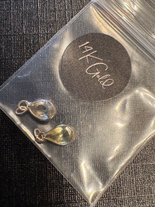 3mm Pear Lemon Charm - 14K Solid Gold (Yellow)