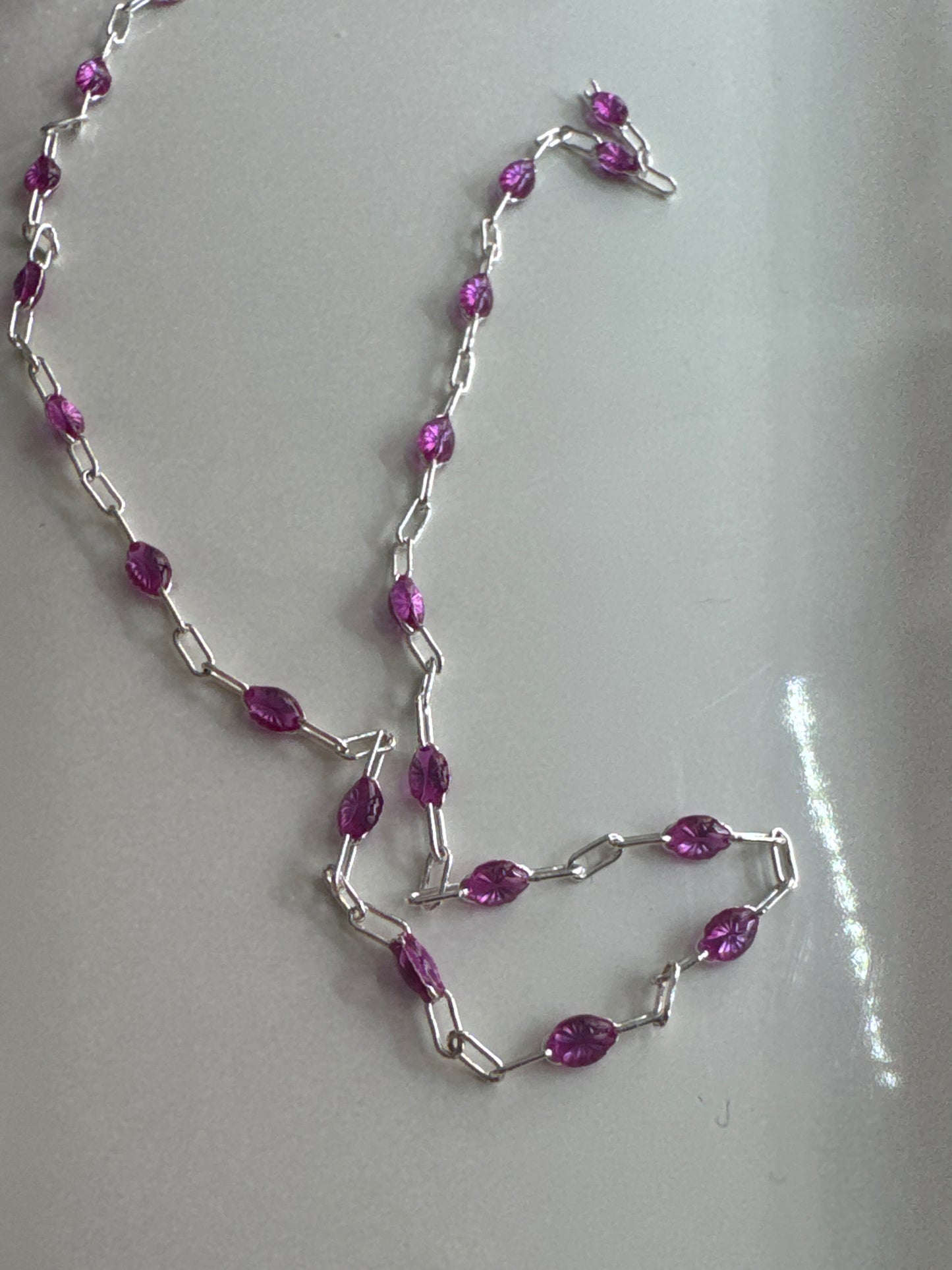 Chain, Violet, SS, Lavish, Dark Rose Enamel Cable
