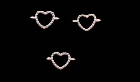 Beaded Heart connector Sterling silver