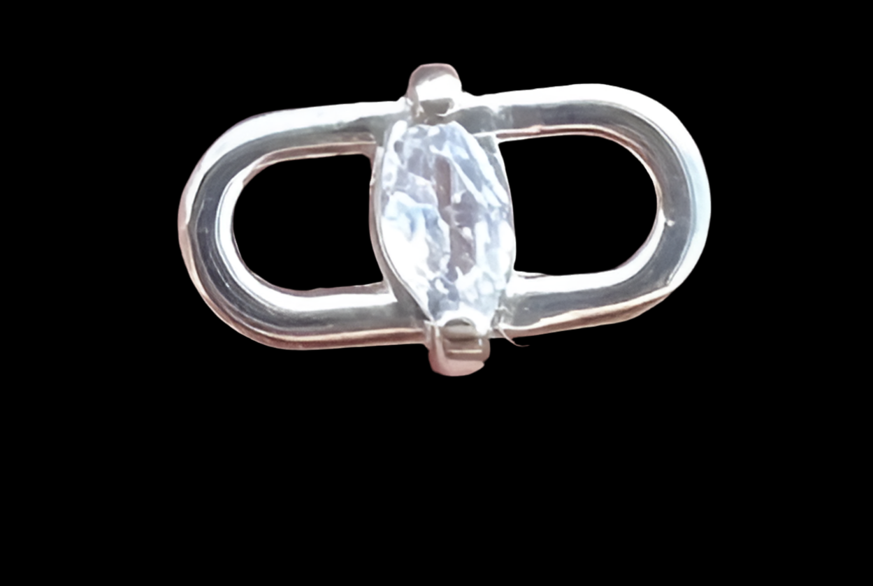 Silver CZ Marquise Connector small Link Oval