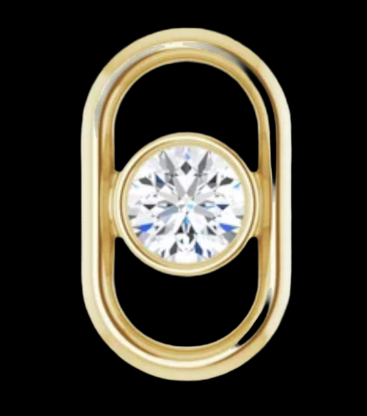 Solid gold CZ Oval Connector small