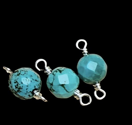 Turquoise Sterling Silver  Round Connector