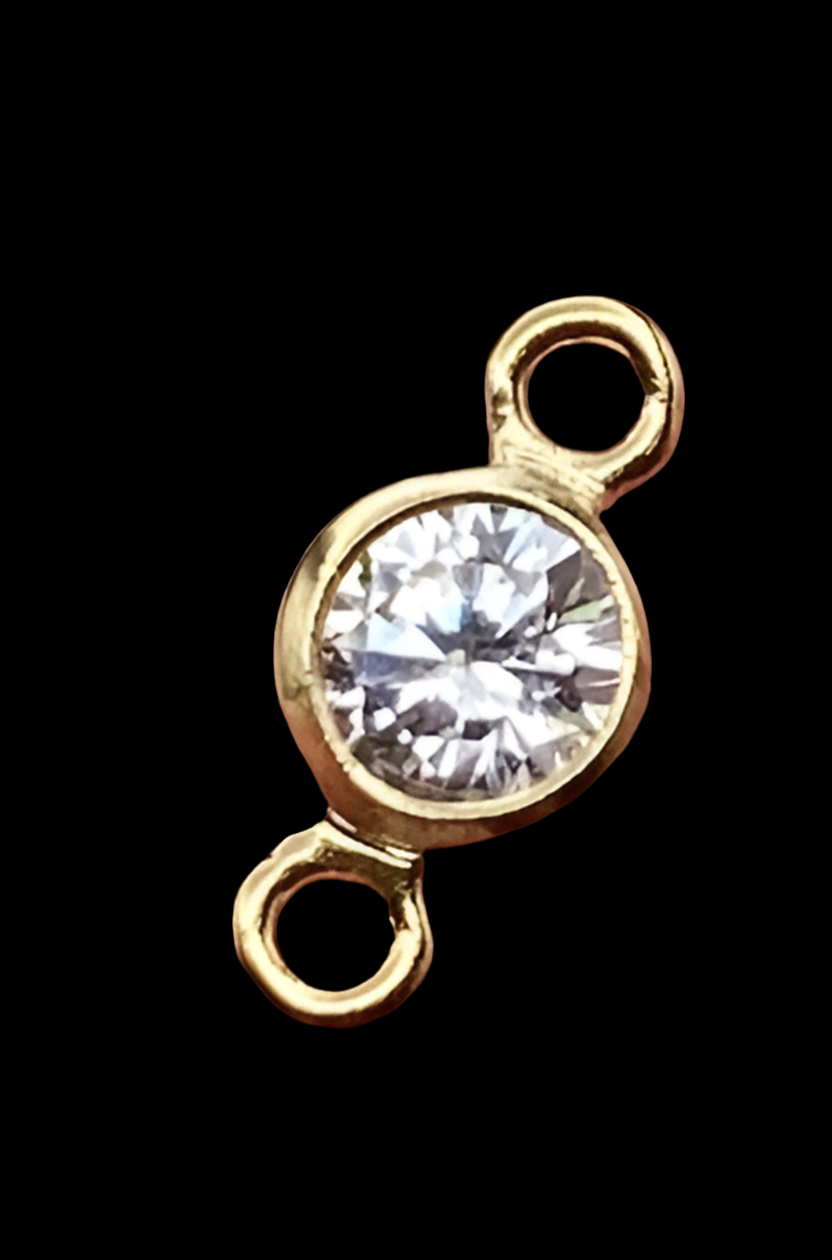 Tiny 14kt Gold Filled Gemstone CONNECTOR 3mm - Top Quality AAA Cz Bezel