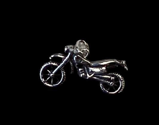 Dirt Bike Motorcycle Charm Silver